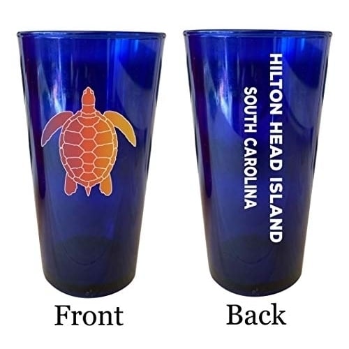 Hilton Head Island South Carolina Souvenir 16 oz Blue Plastic Pint Glass 4-Pack Image 1