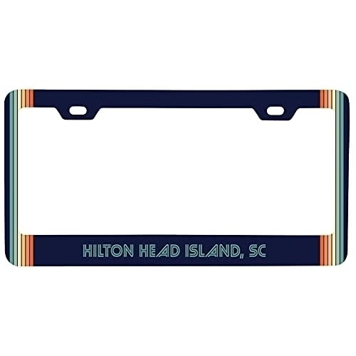 Hilton Head Island South Carolina Car Metal License Plate Frame Retro Design Image 1