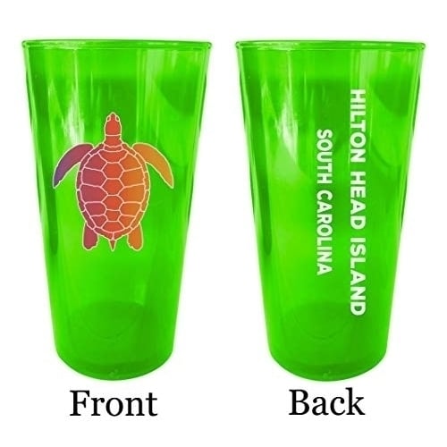 Hilton Head Island South Carolina Souvenir 16 oz Green Plastic Pint Glass 4-Pack Image 1