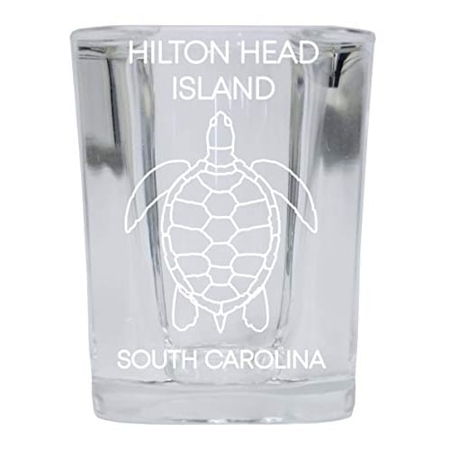 Hilton Head Island South Carolina Souvenir 2 Ounce Square Shot Glass laser etched Turtle Design Image 1