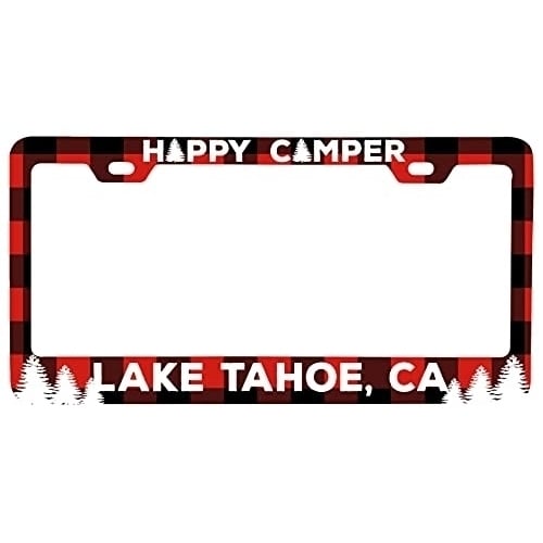 Lake Tahoe California Car Metal License Plate Frame Plaid Design Image 1