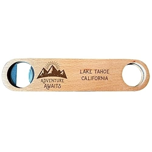 Lake Tahoe California Laser Engraved Wooden Bottle Opener Adventure Awaits Design Image 1