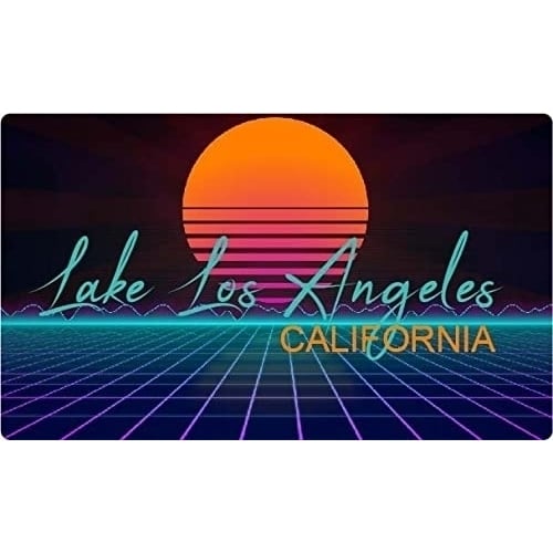 Lake Los Angeles California 4 X 2.25-Inch Fridge Magnet Retro Neon Design Image 1