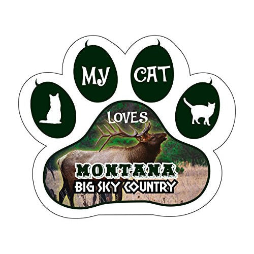 Montana Big Sky Country Elk State Souvenir Cat Lover Paw Magnet Image 1