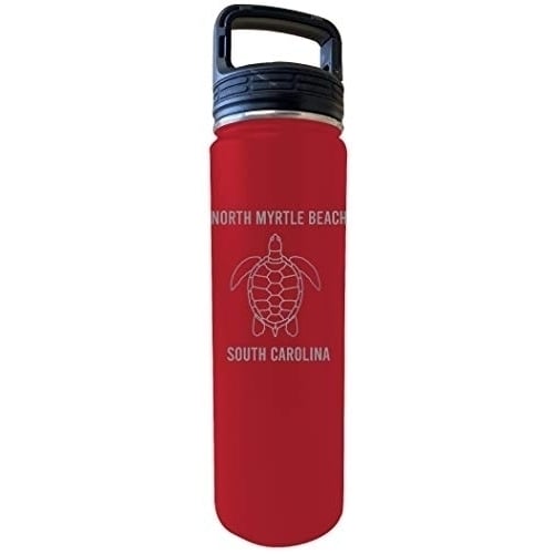 North Myrtle Beach South Carolina Souvenir 32 Oz Engraved Red Insulated Double Wall Stainless Steel Water Bottle Tumbler Image 1