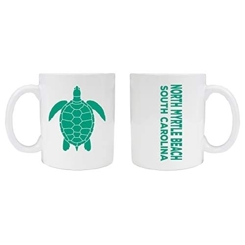 North Myrtle Beach South Carolina Souvenir White Ceramic Coffee Mug 2 Pack Turtle Design Image 1