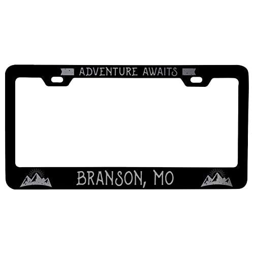 R and R Imports Branson Missouri Laser Etched Vanity Black Metal License Plate Frame Image 1