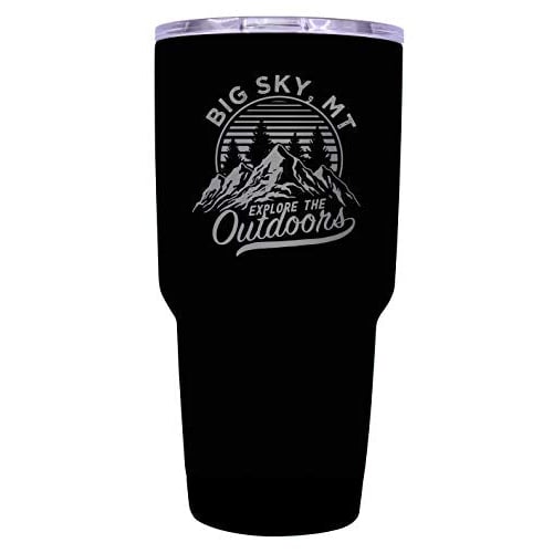 Big Sky Montana Souvenir Laser Engraved 24 oz Insulated Stainless Steel Tumbler Black. Image 1