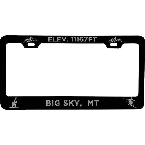 R and R Imports Big Sky Montana Etched Metal License Plate Frame Black Image 1