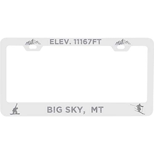 R and R Imports Big Sky Montana Etched Metal License Plate Frame White Image 1