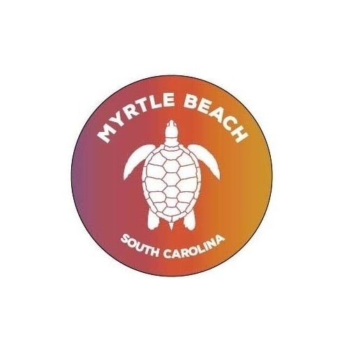 Myrtle Beach South Carolina 4 Inch Round Decal Sticker Turtle Design Image 1