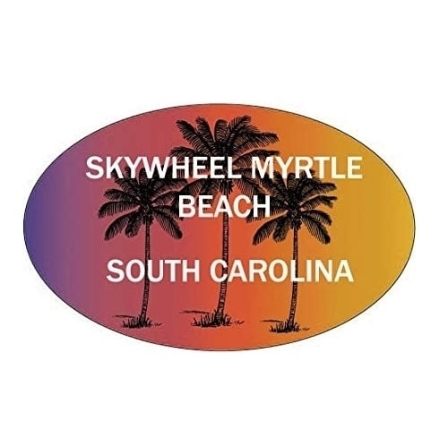 SkyWheel Myrtle Beach South Carolina Souvenir Palm Trees Surfing Trendy Oval Decal Sticker Image 1