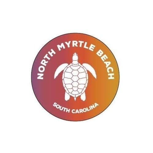 North Myrtle Beach South Carolina 4 Inch Round Decal Sticker Turtle Design Image 1