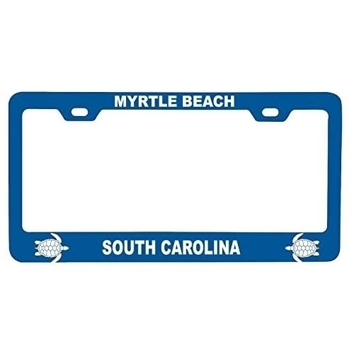 R and R Imports Myrtle Beach South Carolina Turtle Design Souvenir Metal License Plate Frame Image 1