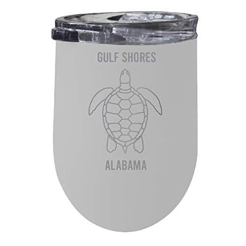 R and R Imports Gulf Shores Alabama 12 oz White Laser Etched Insulated Wine Stainless Steel Image 1