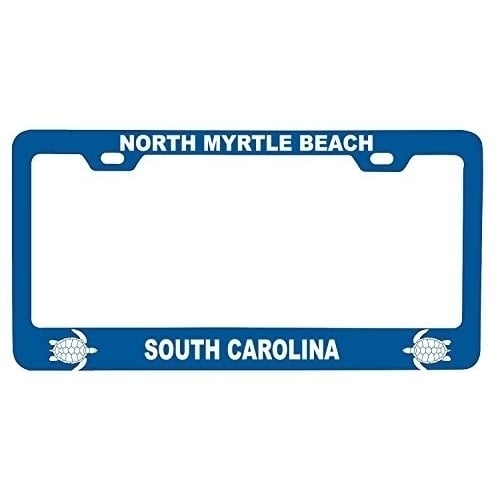 R and R Imports North Myrtle Beach South Carolina Turtle Design Souvenir Metal License Plate Frame Image 1