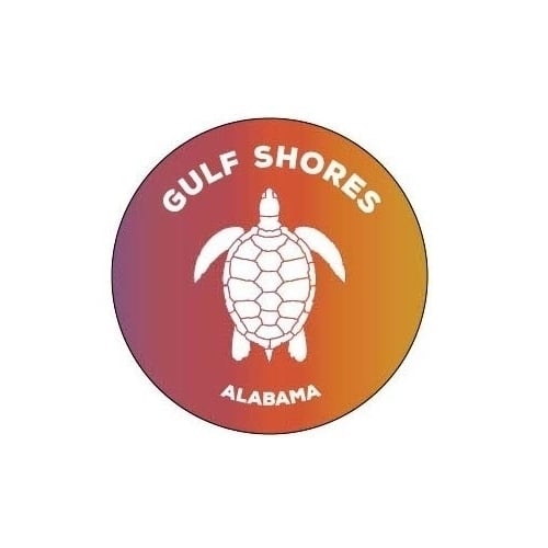 Gulf Shores Alabama 4 Inch Round Decal Sticker Turtle Design Image 1