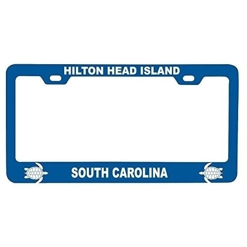 R and R Imports Hilton Head Island South Carolina Turtle Design Souvenir Metal License Plate Frame Image 1