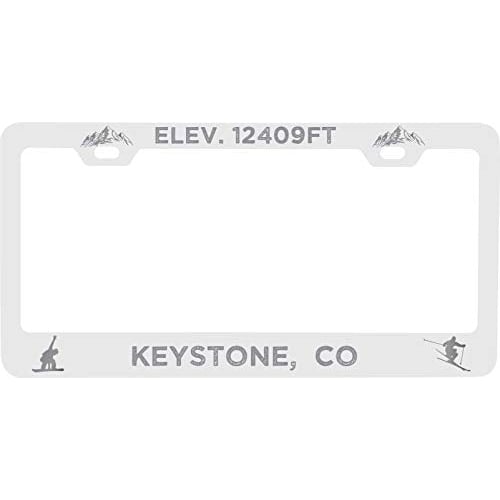 R and R Imports Keystone Colorado Etched Metal License Plate Frame White Image 1