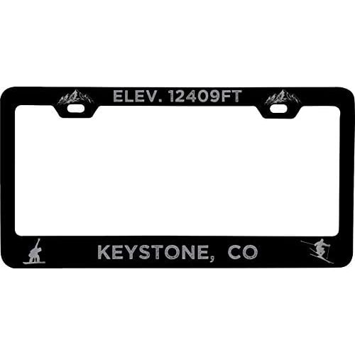 R and R Imports Keystone Colorado Etched Metal License Plate Frame Black Image 1