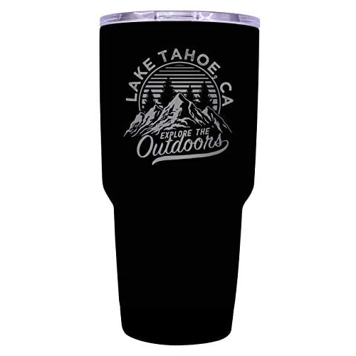 Lake Tahoe California Souvenir Laser Engraved 24 oz Insulated Stainless Steel Tumbler Black. Image 1