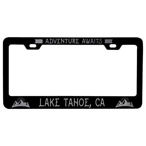 R and R Imports Lake Tahoe California Laser Etched Vanity Black Metal License Plate Frame Image 1