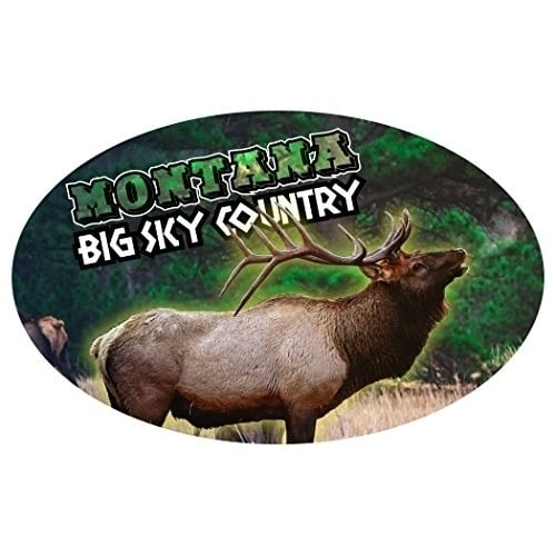 Montana Big Sky Country Elk State Souvenir Oval Decal Sticker Image 1