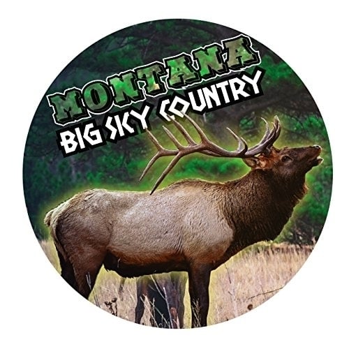 Montana Big Sky Country Elk State Souvenir 3" Round Sticker Decal Image 1