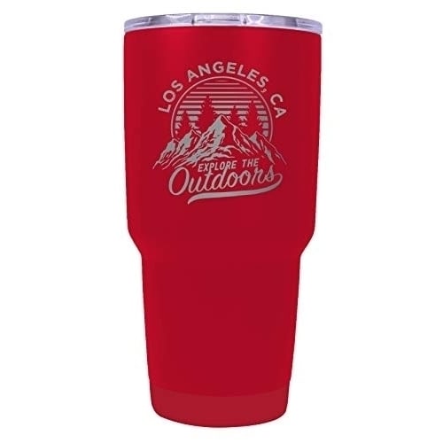 Los Angeles California Souvenir Laser Engraved 24 oz Insulated Stainless Steel Tumbler Red. Image 1