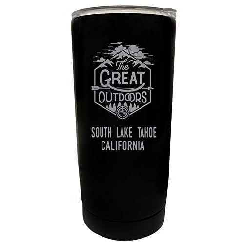 R and R Imports South Lake Tahoe California Etched 16 oz Stainless Steel Insulated Tumbler Outdoor Adventure Design Image 1