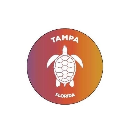 Tampa Florida 4 Inch Round Decal Sticker Turtle Design Image 1