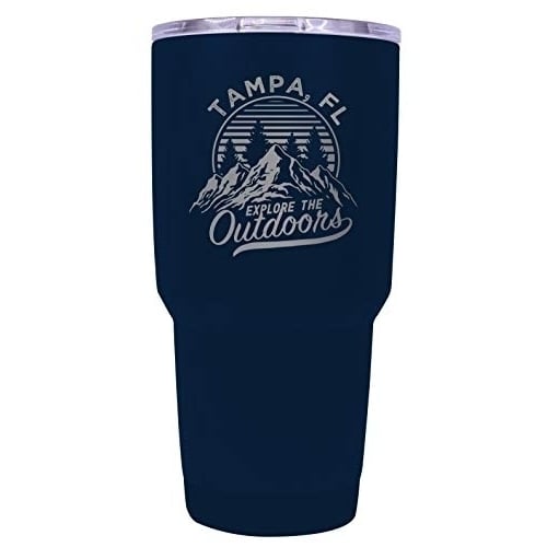 Tampa Florida Souvenir Laser Engraved 24 oz Insulated Stainless Steel Tumbler Navy. Image 1