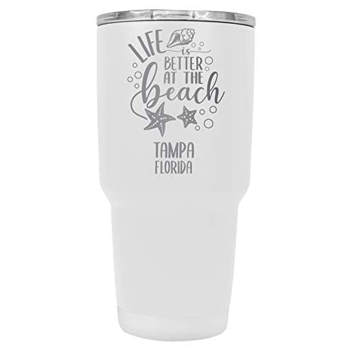 Tampa Florida Souvenir Laser Engraved 24 Oz Insulated Stainless Steel Tumbler White White. Image 1