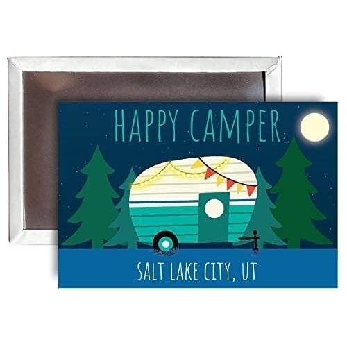 Salt Lake City Utah Souvenir 2x3-Inch Fridge Magnet Happy Camper Design Image 1