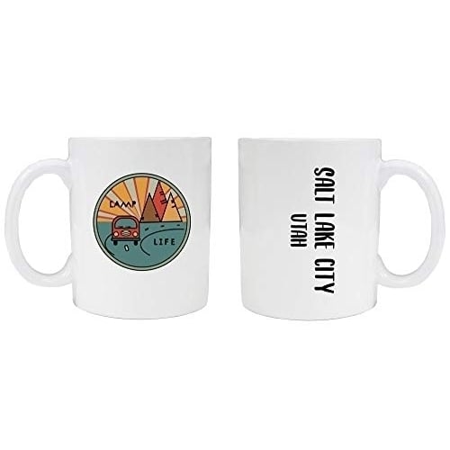 Salt Lake City Utah Souvenir Camp Life 8 oz Coffee Mug 2-Pack Image 1