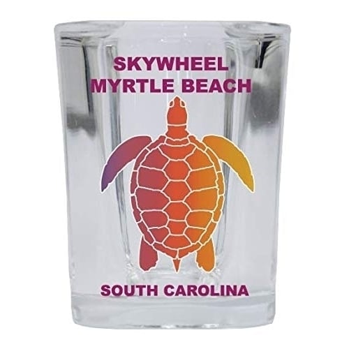 SKYWHEEL MYRTLE BEACH South Carolina Square Shot Glass Rainbow Turtle Design Image 1