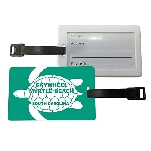 SkyWheel Myrtle Beach South Carolina Green Turtle Design Souvenir Travel Luggage Tag 2-Pack Image 1