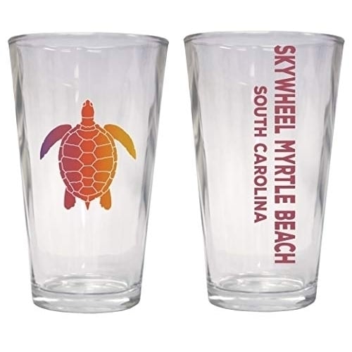 Skywheel Myrtle Beach South Carolina Souvenir 16 oz Pint Glass Turtle Design Image 1