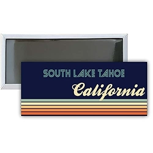 South Lake Tahoe California Souvenir 4.75x2-Inch Rectangle Fridge Magnet Retro Design Image 1