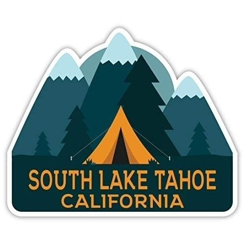 South Lake Tahoe California Souvenir 4-Inch Fridge Magnet Camping Tent Design Image 1