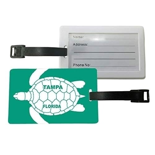 Tampa Florida Green Turtle Design Souvenir Travel Luggage Tag 2-Pack Image 1