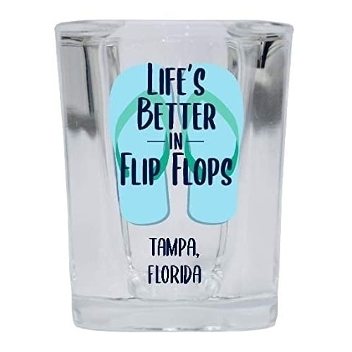 Tampa Florida Souvenir 2 Ounce Square Shot Glass Flip Flop Design Image 1