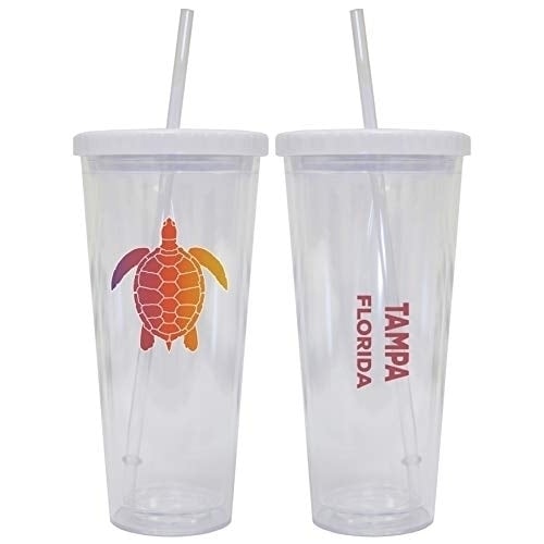 Tampa Florida Souvenir 24 oz Reusable Plastic Tumbler With Straw and Lid Image 1