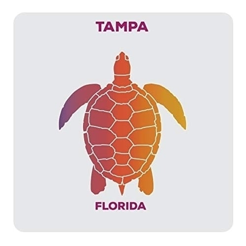 Tampa Florida Souvenir Acrylic Coaster 4-Pack Turtle Design Image 1