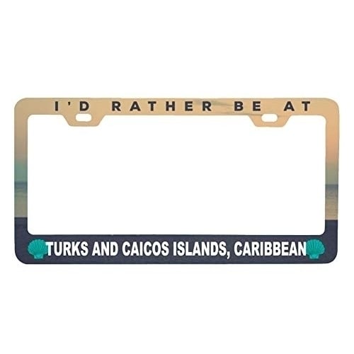 Turks and Caicos Islands Caribbean Sea Shell Design Souvenir Metal License Plate Frame Image 1