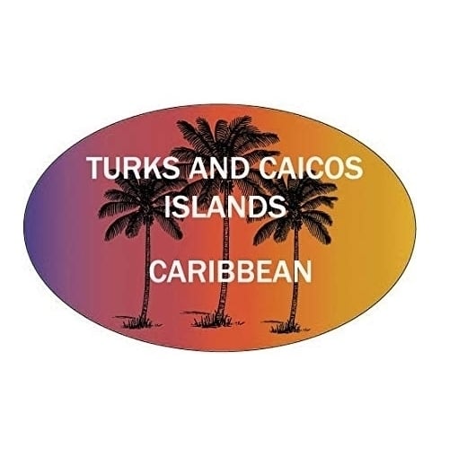 Turks and Caicos Islands Caribbean Souvenir Palm Trees Surfing Trendy Oval Decal Sticker Image 1