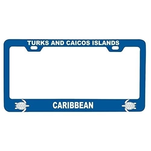 Turks and Caicos Islands Caribbean Turtle Design Souvenir Metal License Plate Frame Image 1