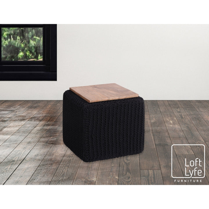 Deonte 3-in-1 Square Pouf-Ottoman-End Table Image 9