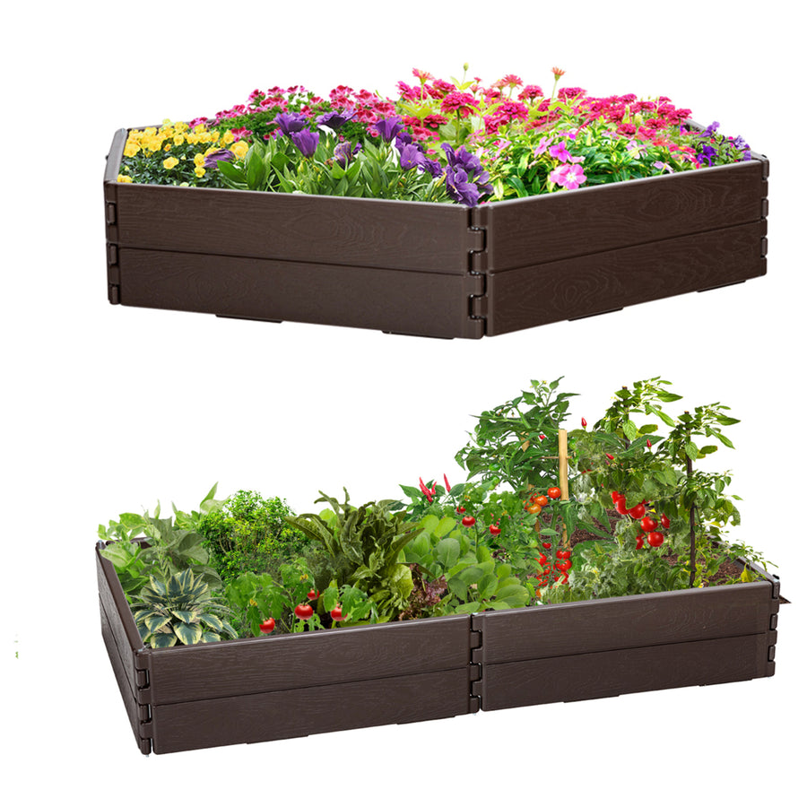 2PCS Raised Garden Bed Set Outdoor Planter Box for Vegetable Flower Gardening Image 1