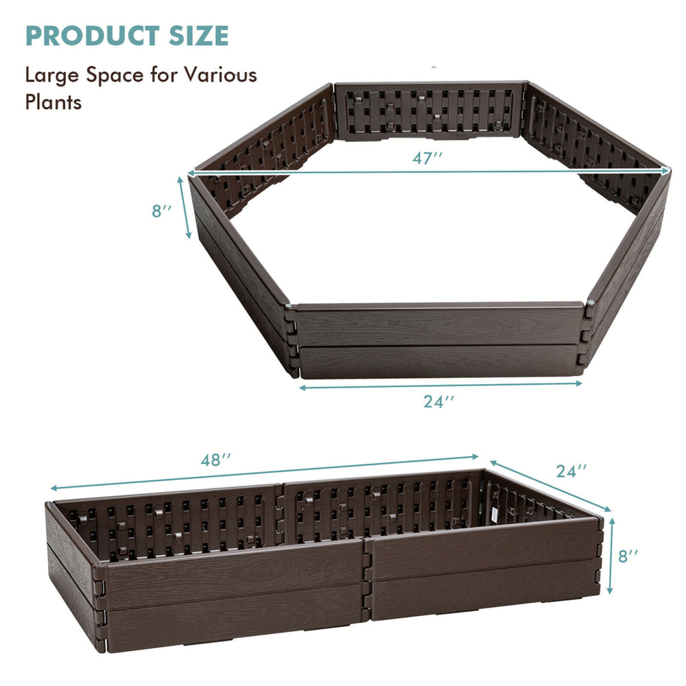 2PCS Raised Garden Bed Set Outdoor Planter Box for Vegetable Flower Gardening Image 2